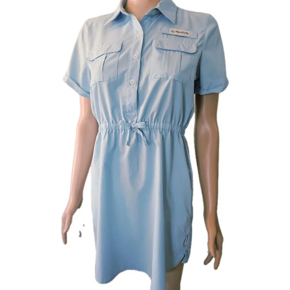 Magellan Outdoors Girls Blue Collared Button Front Casual Dress Size XL (16) - Picture 3 of 9
